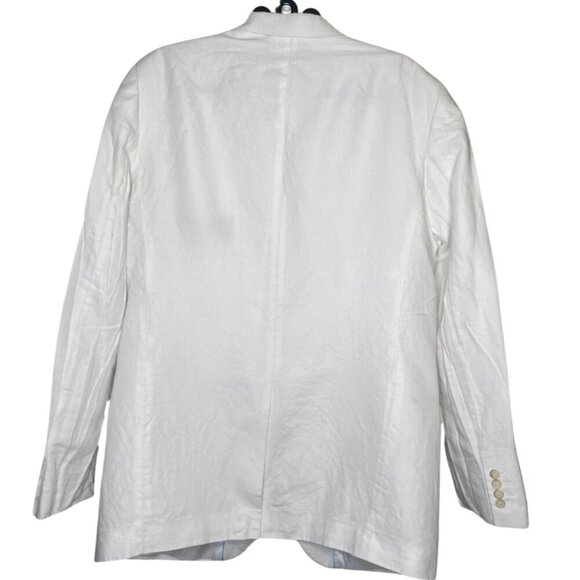 Perry Ellis Unisex Linen-Blend Suit Jacket Blazer White Minimalist Size 38 - Picture 3 of 11